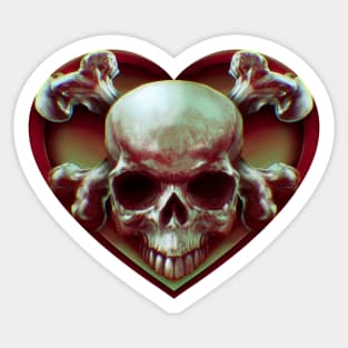 Skull Bones Heart Sticker